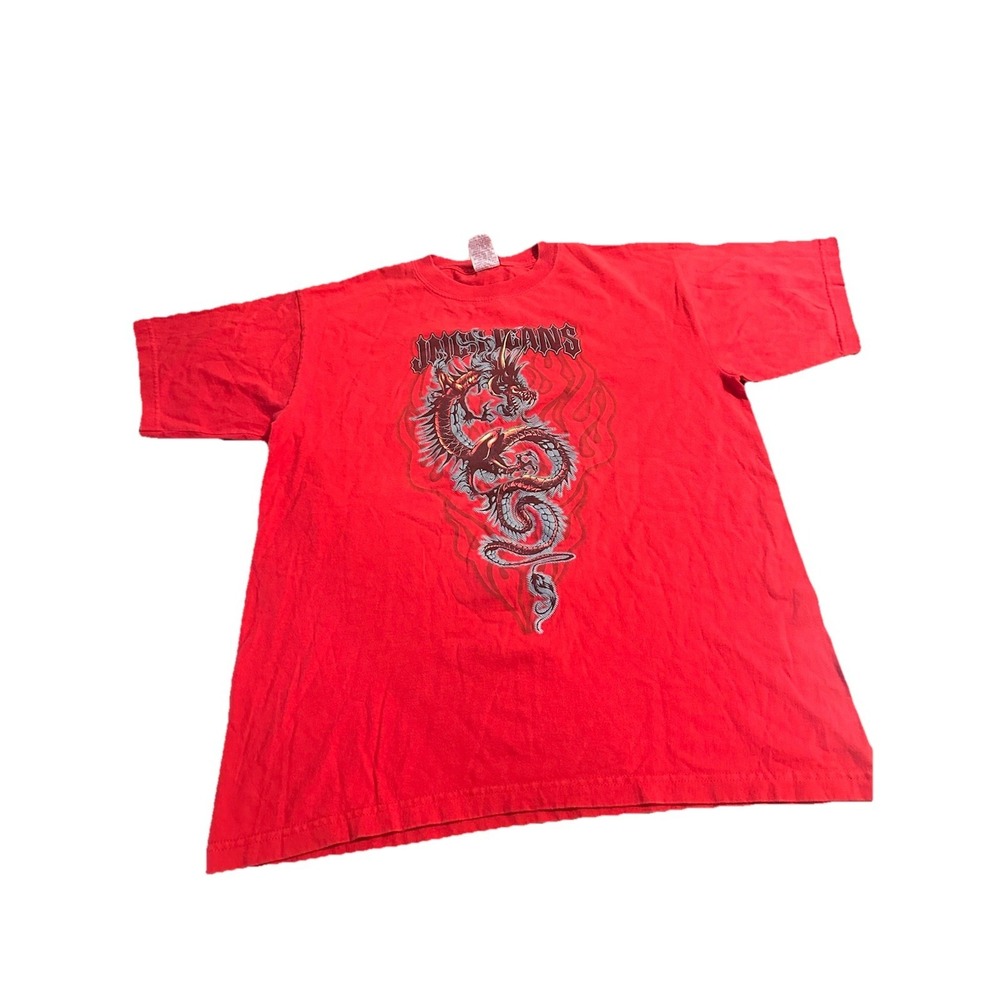 Vtg 90s JNCO Jeans Short Sleeve Red Shirt Dragon Graphic Size Large‎